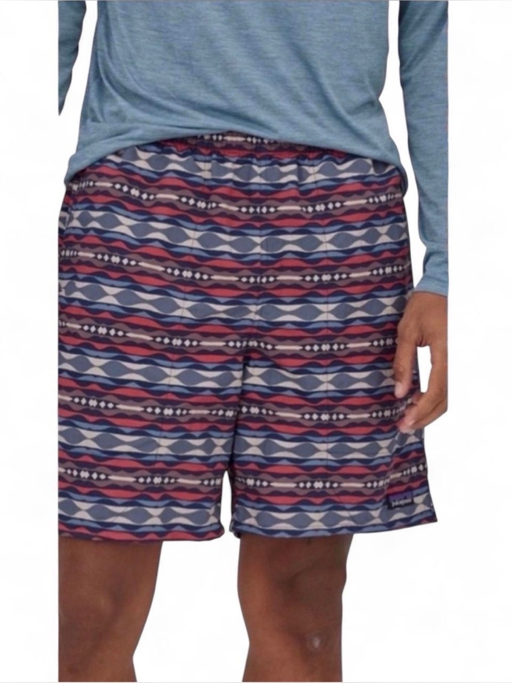 Patagonia Multi-Color Wave Print Shirt with Navy Logo